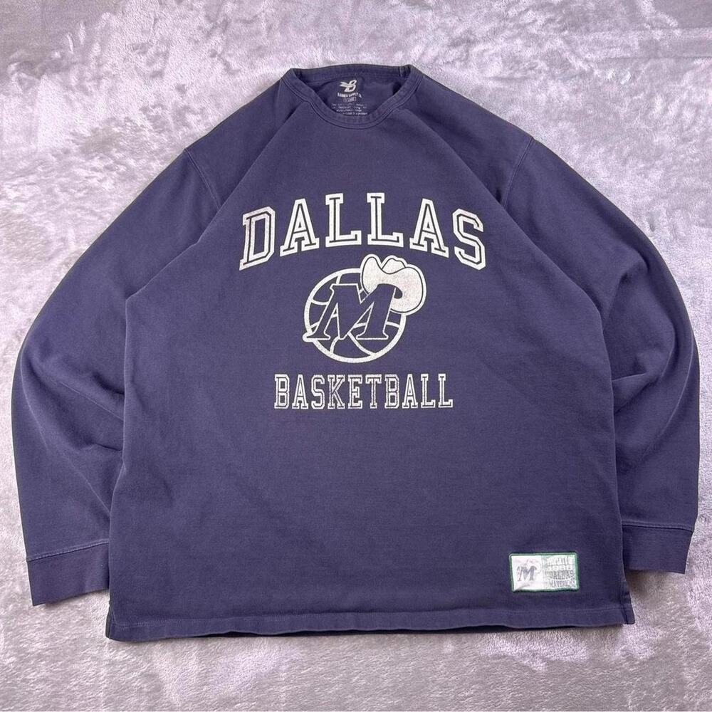Retro Banner Supply Co Dallas Mavericks Basketball LongSleeve Shirt Mens XL Blue